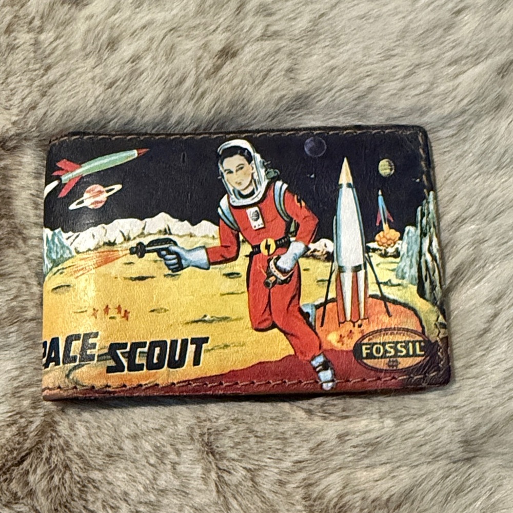 RARE Vintage Fossil Space Explorer Wallet w. Money Clip